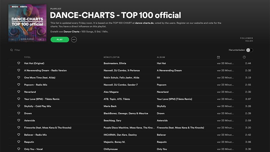 DANCE-CHARTS TOP 100 vom 30. April 2021