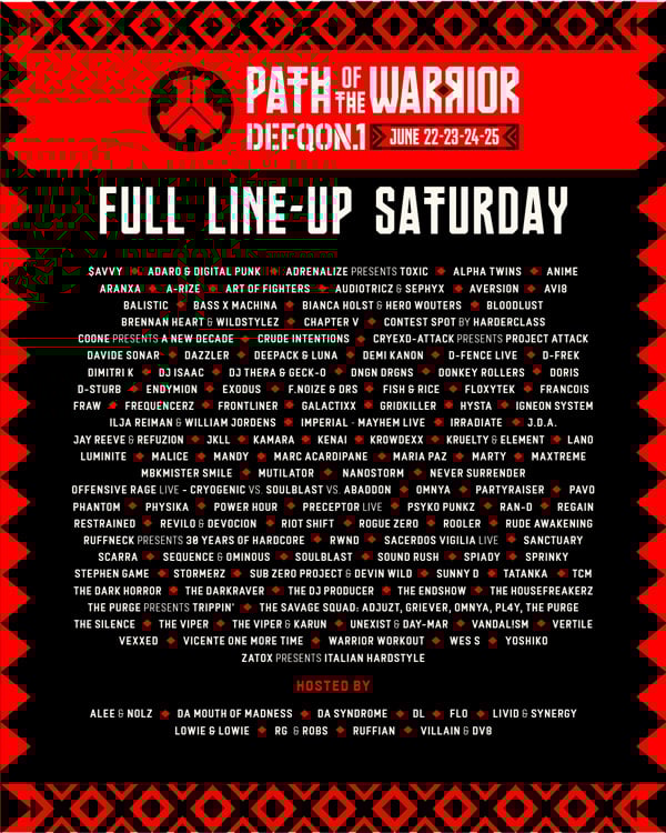 DQ123 Lineup Full Zaterdag