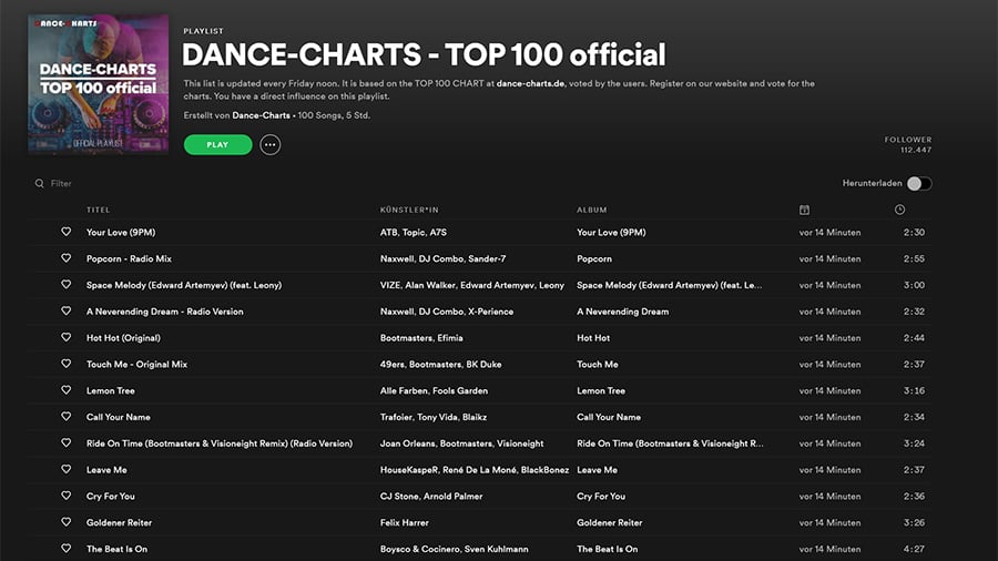 DANCE-CHARTS TOP 100 vom 12. März 2021