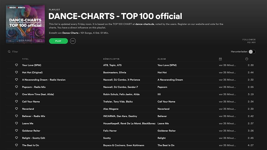 DANCE-CHARTS TOP 100 vom 02. April 2021