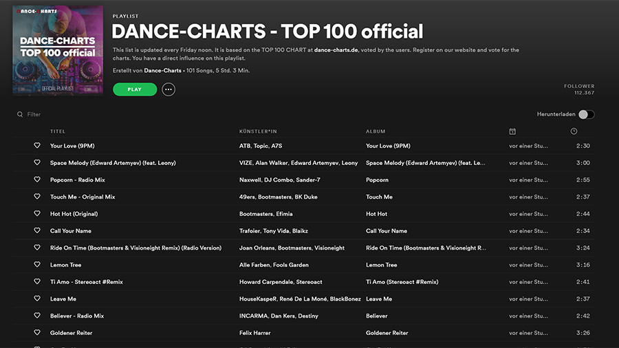 DANCE-CHARTS TOP 100 vom 05. März 2021