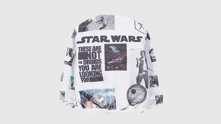 Kleidungsstücke von Star Wars und Hexagon. 