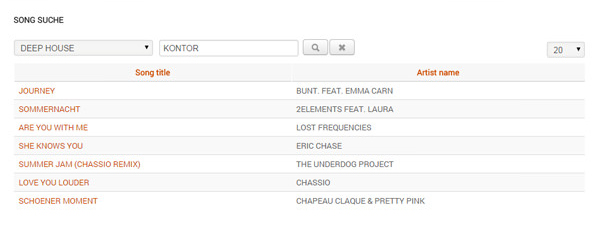 Song Datenbank